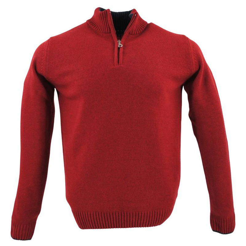 pull chaud en laine col montant GUY DE BERAC rouge R1387