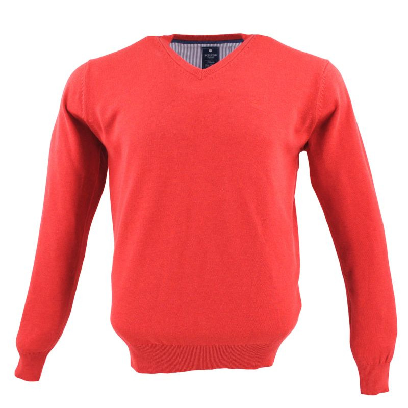 pull rouge col V pour homme Redmond