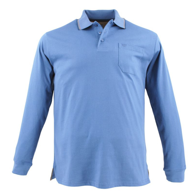 polo manches longues coton bleu par REDMOND