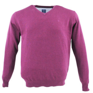 Pull coton homme violet en col V REDMOND 600rd