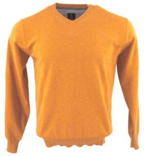 Pull V coton REDMOND 600rd ocre orangé