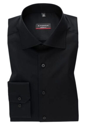 Chemise ETERNA noir opaque modern fit 8817et