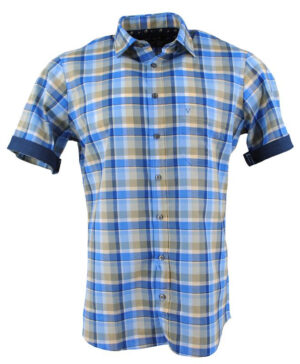 Chemise MARVELIS carreaux bleu et kaki