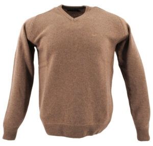 pull homme BEST GUEST col V 80% laine café au lait 702V