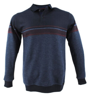 pull sweat homme col polo CAPTEN marine et bleu