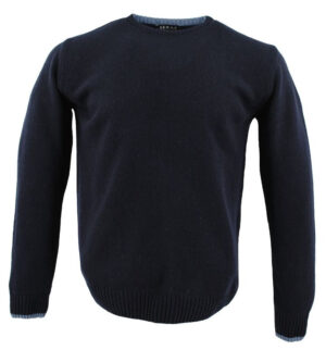 pull ras du cou 80% laine GUY DE BERAC R1385 marine