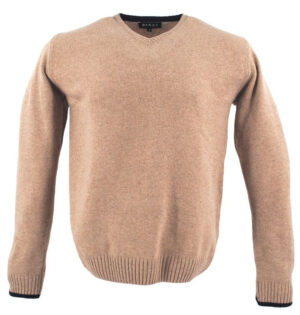 pull col V 80% laine GUY DE BERAC R1386 beige