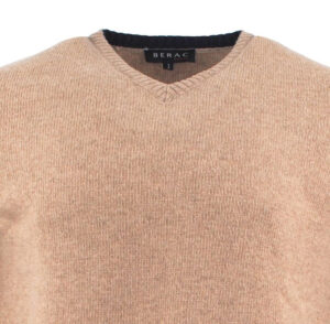 pull col V 80% laine GUY DE BERAC R1386 beige