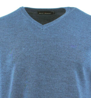 pull col V BEST GUEST denim bleu 202bg