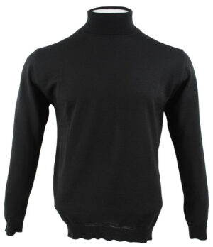 pull col roulé laine fine GUY DE BERAC R0529 noir