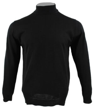 pull col cheminée laine fine GUY DE BERAC R0528 noir