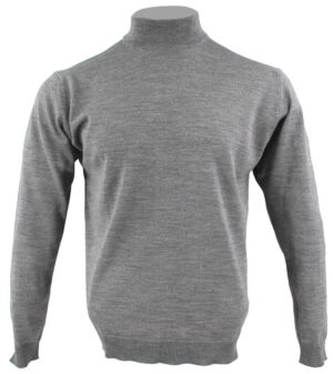 pull col cheminée laine fine GUY DE BERAC R0528 gris