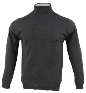 pull col cheminée laine fine GUY DE BERAC R0528 anthracite