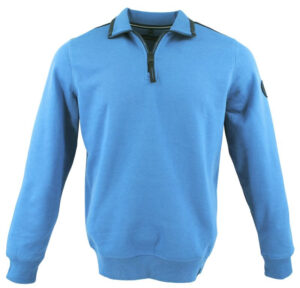 pull sweat CASA MODA col zip bleu azur