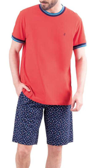 Pyjama court coton bio EMINENCE 7V23 rouge orangé