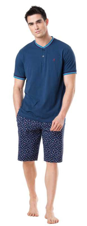 Pyjama court coton bio EMINENCE 7V25 bleu