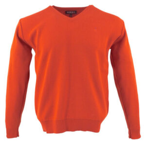 pull col V coton GUY DE BERAC R0606 orange mat