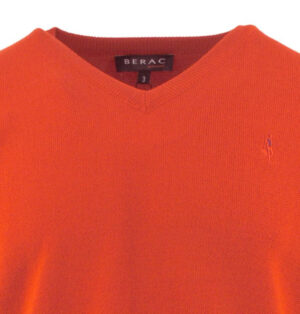 pull col V coton GUY DE BERAC R0606 orange mat