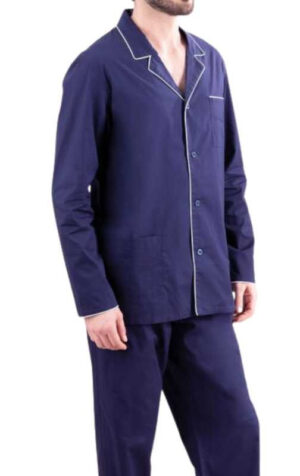 Pyjama long boutonné EMINENCE 7V26 uni marine