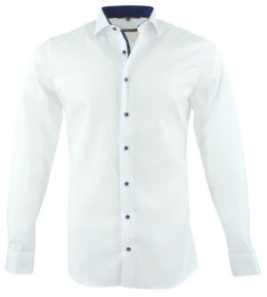 chemise Eterna Slim Fit blanc patch marine 8819et