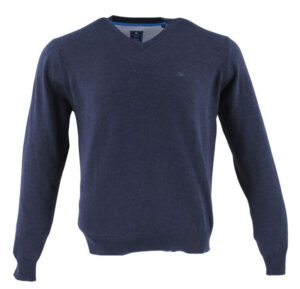 Pull homme col V REDMOND 600rd en coton marine