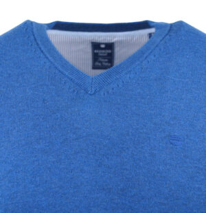 Pull coton col V bleu REDMOND 600rd