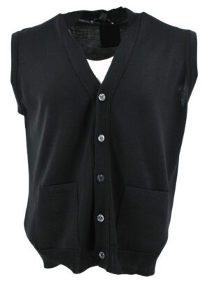 gilet boutonné GUY DE BERAC R0597 laine fine noir