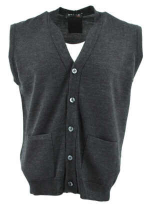 gilet boutonné GUY DE BERAC R0597 laine fine anthracite