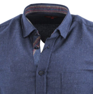 chemise homme flanelle uni bleu CAPTEN