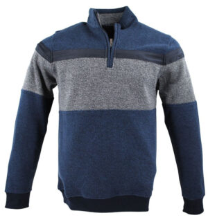 pull sweat homme zippé CAPTEN bleu et gris