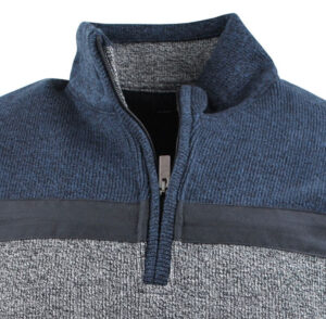 pull sweat homme zippé CAPTEN bleu et gris