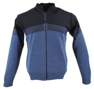 gilet 50% laine zip BEST GUEST marine et bleu