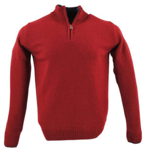 pull 80% laine col montant GUY DE BERAC rouge R1387