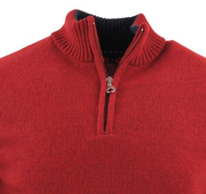 pull 80% laine col montant GUY DE BERAC rouge R1387