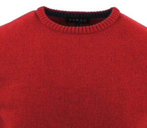 pull 80% laine col ras du cou GUY DE BERAC rouge R1385