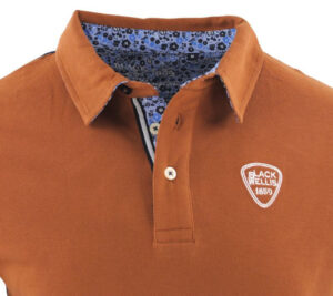 Polo sport manches longues BLACK WELLIS caramel et bleu