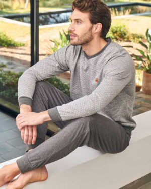 Pyjama homme col V MASSANA gris