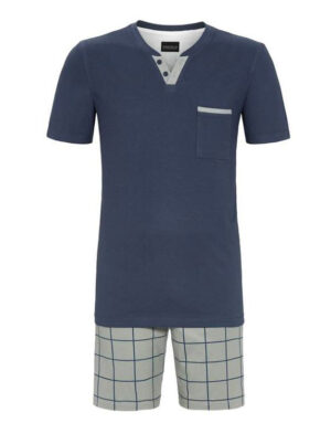 Pyjama short homme col tunisien RINGELLA bleu pétrole