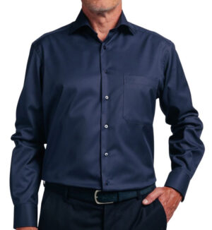 chemise large Eterna Comfort Fit uni marine 8817et