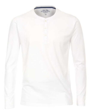 Tee-shirt manches longues col tunisien blanc REDMOND 668rd