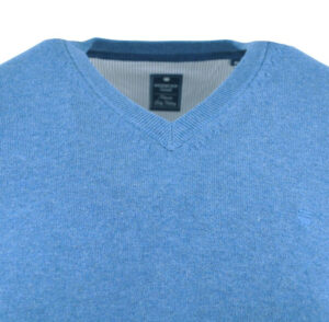 Pull coton col V bleu foncé REDMOND 600rd