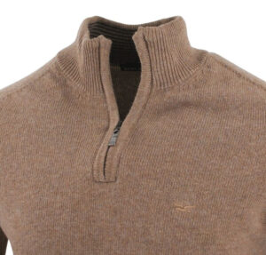 pull BEST GUEST zip col montant marron clair 80% laine 703bg