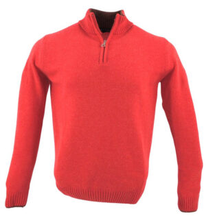 pull 80% laine col montant GUY DE BERAC rouge R1387