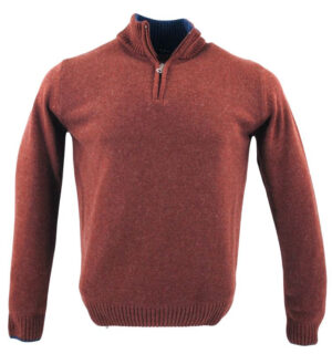 pull 80% laine col montant GUY DE BERAC paprika R1387