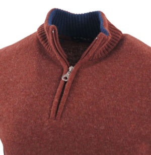 pull 80% laine col montant GUY DE BERAC paprika R1387