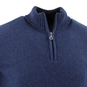 pull 80% laine col montant GUY DE BERAC bleu R1387