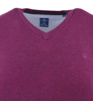 Pull coton col V bordeaux foncé REDMOND 600rd