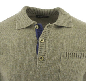 pull 80% laine col polo GUY DE BERAC vert olive