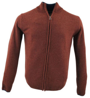 Gilet zip GUY DE BERAC 80% laine paprika R1796