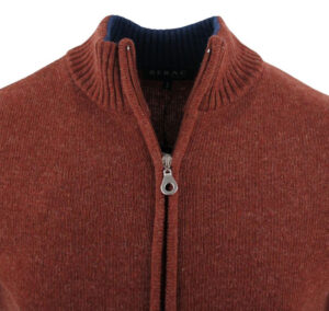 Gilet zip GUY DE BERAC 80% laine paprika R1796